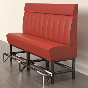 MIAMI | Gastro Hochbank | B:H 180 x 158 cm | Rot | Gestreift | Leder