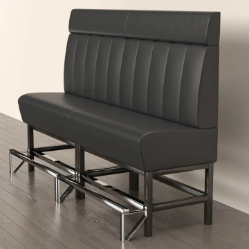 MIAMI | Gastro Hochbank | B:H 180 x 158 cm | Schwarz | Gestreift | Leder
