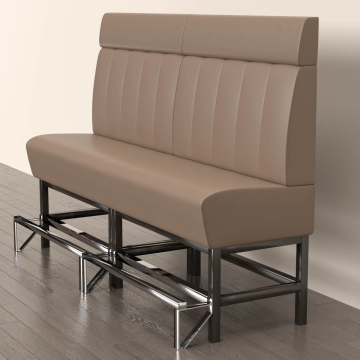 MIAMI | Gastro Hochbank | B:H 180 x 158 cm | Taupe | Gestreift | Leder