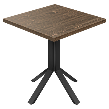 MILENA | Bistrotafel | B: 60 x 60 cm | H: 76 cm | Walnoot | Onderstel: Zwart