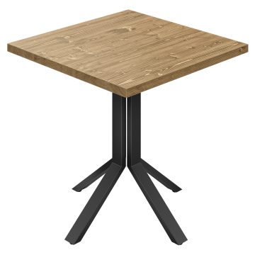 MILENA | Table de bistro | L:P 70 x 70 cm | Hauteur 76 cm | Chêne | Structure : Noir