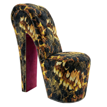 MIRANDA | High Heels Sessel | Chesterfield | Samt | Fasan | Braun/Gold
