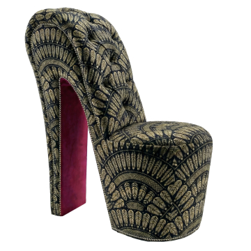 MIRANDA | High Heels Sessel | Chesterfield | Samt | Federfächer | Schwarz