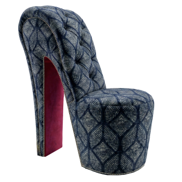 MIRANDA | High Heels Sessel | Chesterfield | Samt | Abstrakt. Geometrisch | Royal Blue