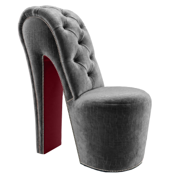 MIRANDA | High Heels Sessel | Chesterfield | Samt | Classic | Grau