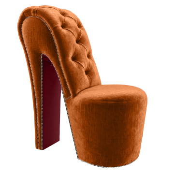 MIRANDA | High Heels Sessel | Chesterfield | Samt | Classic |Orange