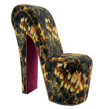 MIRANDA | High Heels Sessel | Glatt | Samt | Fasan | Braun/Gold