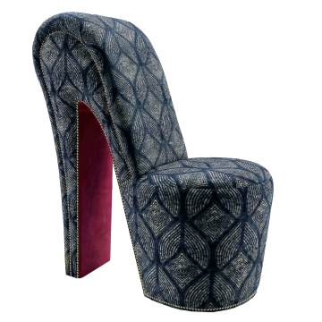 MIRANDA | Fauteuil à talons hauts | Tissu lisse | Velours | Abstrait. Géométrique | Bleu Royal
