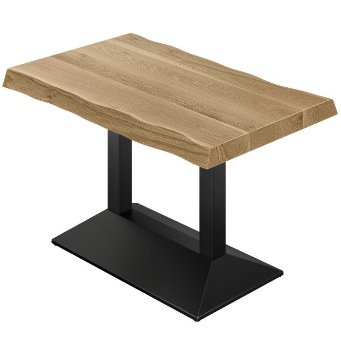 NICO | Bistrotafel | B: 120 x 70 | H 80 | Eikenhout | Onderstel: Zwart | Kolom: 6 x 6 cm