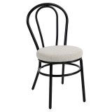 RUBEN | Chaise en bois moulé design | Acier | Tissu Teddy | Crème