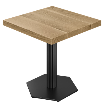 SAT | Mesa de bistró | C: 70 x 70 | Al 76 cm | Roble | Base: Negro