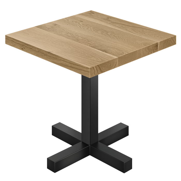SC | Bistro Table | L: 70 x 70 | H: 76 cm | Chêne | Structure : Noir