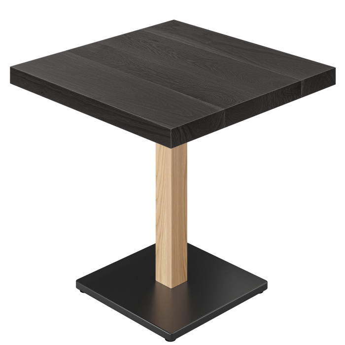 SM | Bistro Tisch | B:T 70 x 70 | H 75 cm | Schwarz | Gestell: Eiche/ Schwarz