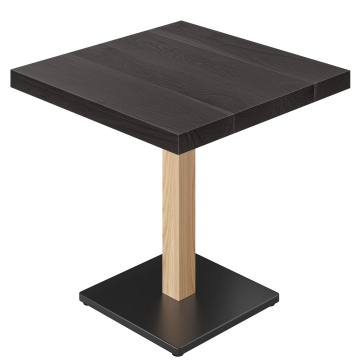 SM | Bistrobord | B: 70 x 70 | H: 75 cm | Svart | Fot: Ek / Svart