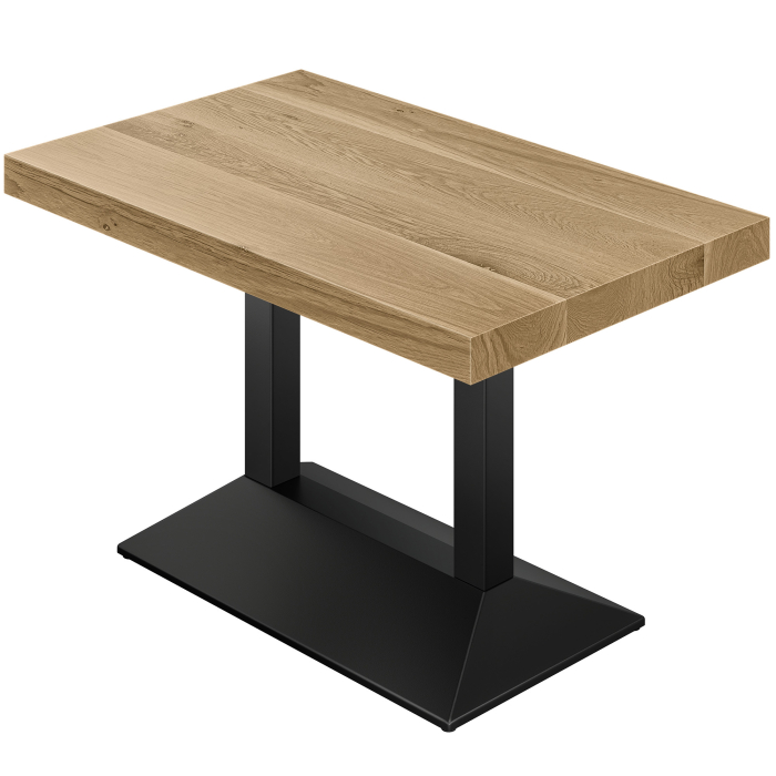 SPL | Bistro Tisch | B:T 120 x 70 | H 80 | Eiche | Gestell: Schwarz | Säule: 8 x 8 cm