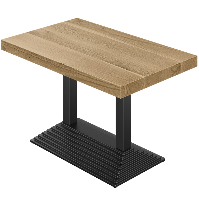 SPY | Bistro Tisch | B:T 120 x 70 | H 80 | Eiche | Gestell: Schwarz | Säule: 8 x 8 cm