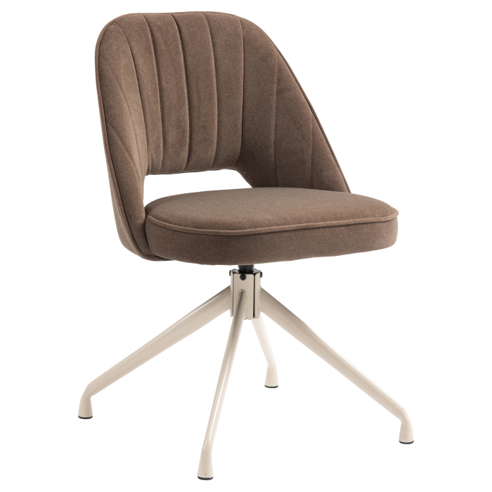 Sophie | Hotel Chair | Brown | Velvet | Swivel Base | White Frame