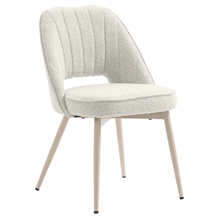 Sophie | Hotel Stuhl | Creme | Teddystoff | Gestell Weiß