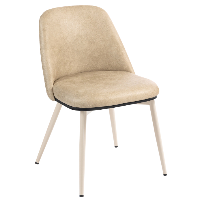 TINA | Hotelstoel | Leer | Beige | Frame: Wit