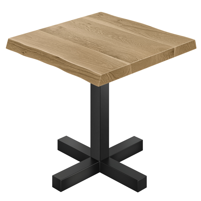 VALERIA | Bistro-pöytä | L: 70 x 70 | K: 76 cm | Tammi | Runko: Musta