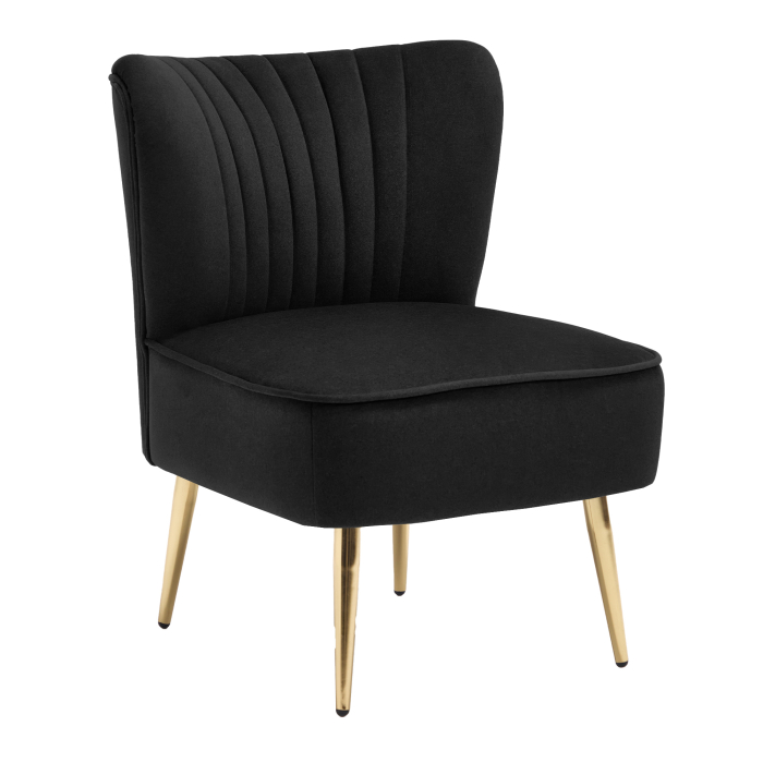 VICTORIA | Fauteuil Lounge Bistro | Velours | Noir