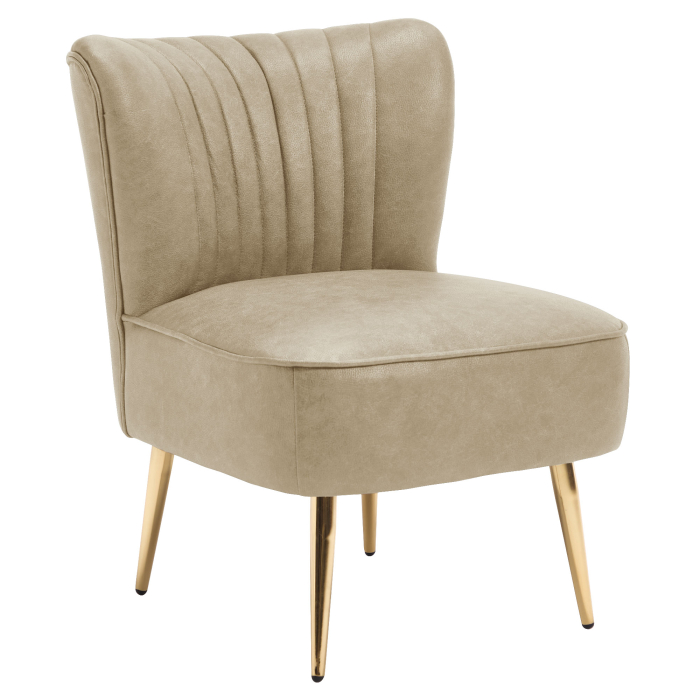VICTORIA | Bistro Lounge Armchair | Leather | Beige