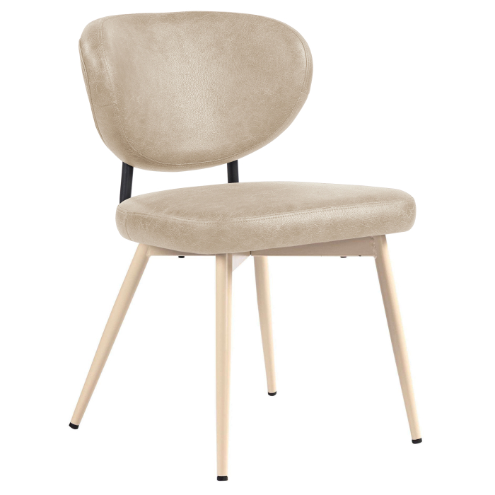 Yara | Silla de hotel | Beige | Cuero | Estructura blanca