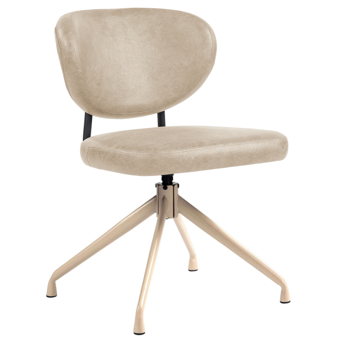 Yara | Hotellstol | Beige | Skinn | Svingbar base | Hvit ramme