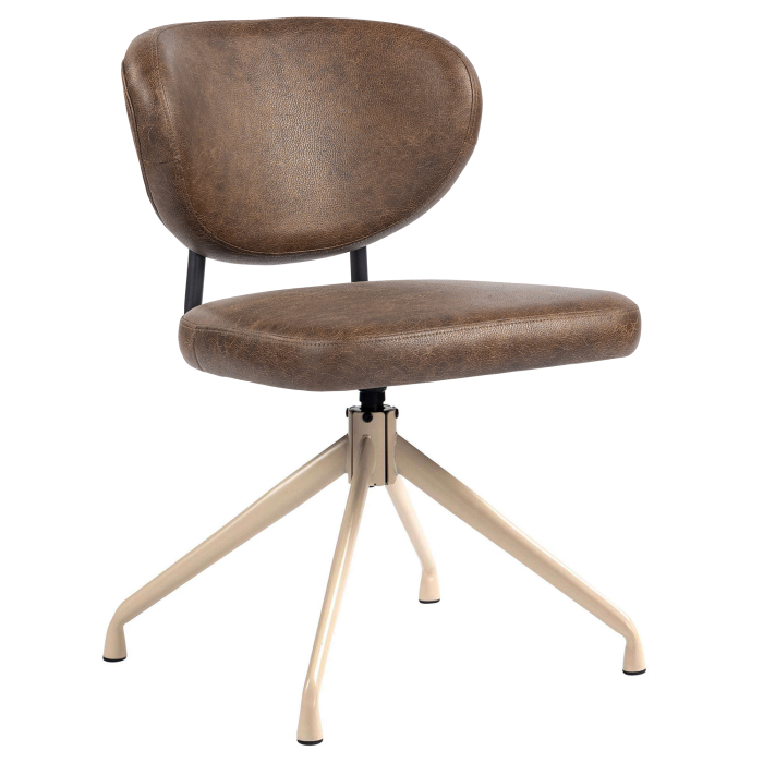 Yara | Hotel Chair | Brown | Leather | Swivel Base | White Frame
