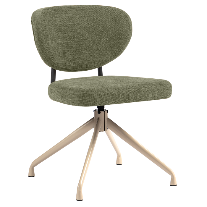 Yara | Hotelstoel | Groen | Stof/Textiel | Draaivoet | Wit frame