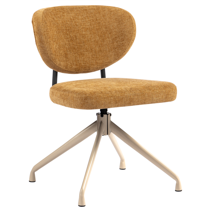 Yara | Hotelstoel | Honingbruin | Stof/Textiel | Draaivoet | Wit frame