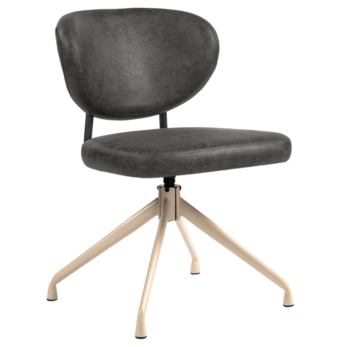 Yara | Silla de hotel | Negra | Cuero | Base giratoria | Estructura blanca