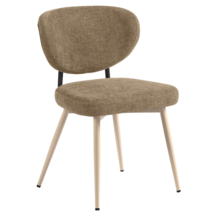 Yara | Hotellstol | Taupe | Stoff/Tekstil | Hvit ramme