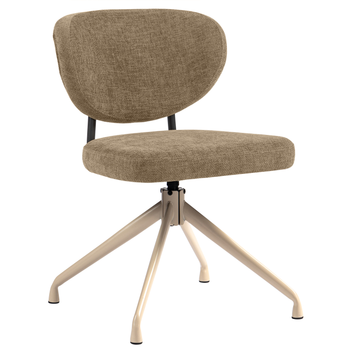 Yara | Hotellstol | Taupe | Tyg/Textil | Snurrfot | Vit ram