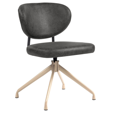 Yara | Silla de hotel | Negra | Cuero | Base giratoria | Estructura blanca