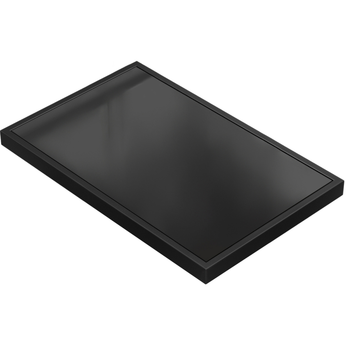 AB | Glasplade til restaurantbord | B:D 120 x 70 cm | Sort | Sort metalkant | Rektangulær