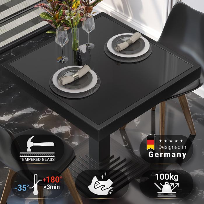 AB | Glasplade til restaurantbord | B:D 80 x 80 cm | Sort | Sort metalkant | Firkantet AB | Glasplade til restaurantbord | B:D 80 x 80 cm | Sort | Sort metalkant | Firkantet