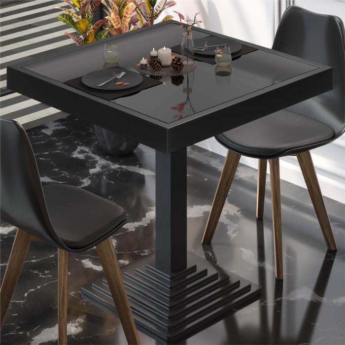 AB | Glasplade til restaurantbord | B:D 80 x 80 cm | Sort | Sort metalkant | Firkantet AB | Glasplade til restaurantbord | B:D 80 x 80 cm | Sort | Sort metalkant | Firkantet