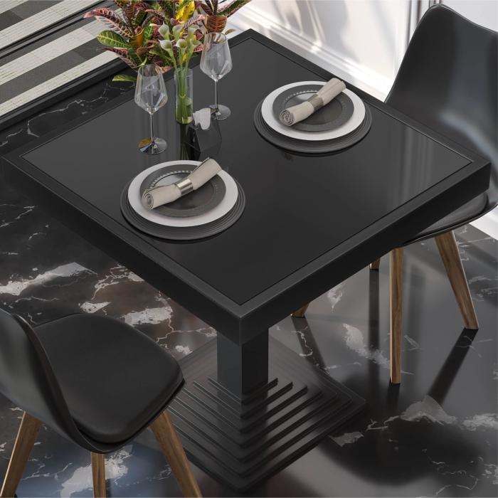 AB | Glasplade til restaurantbord | B:D 80 x 80 cm | Sort | Sort metalkant | Firkantet AB | Glasplade til restaurantbord | B:D 80 x 80 cm | Sort | Sort metalkant | Firkantet