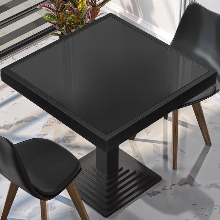 AB | Glasplade til restaurantbord | B:D 80 x 80 cm | Sort | Sort metalkant | Firkantet AB | Glasplade til restaurantbord | B:D 80 x 80 cm | Sort | Sort metalkant | Firkantet