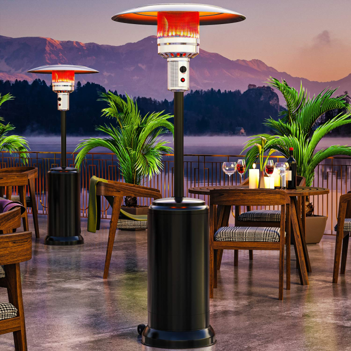 ABBEY | Chauffage de terrasse à gaz | 2,2 m | Noir | 12 kW