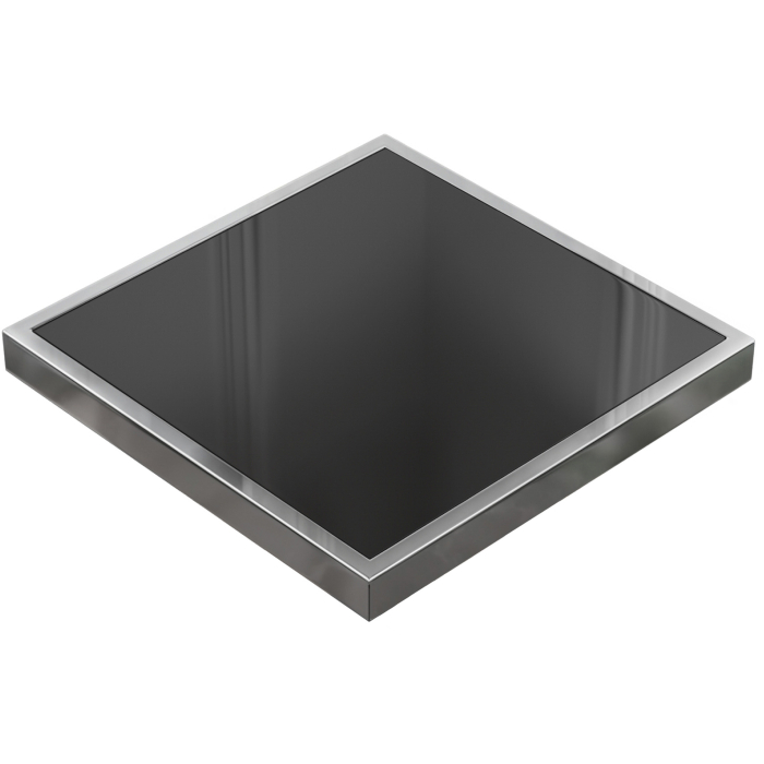 AB | Bordsskiva i gastroglas | B:D 80 x 80 cm | Svart | Kromkant | Fyrkant
