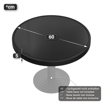 AB | Commercial Glass Table Top | Ø 60 cm | Black | Black metal rim | Round