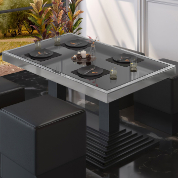 ABP | Bistro Loungetisch | B:T:H 110 x 60 x 40 cm | Schwarz / Chrom