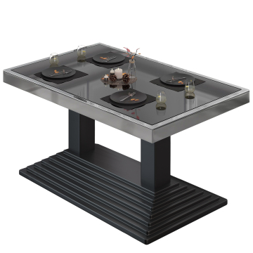 ABP | Bistro Loungetisch | B:T:H 120 x 70 x 40 cm | Schwarz / Chrom