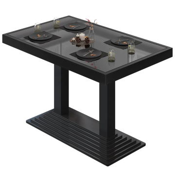 ABP | Glas Bistrotisch | B:T:H 120 x 70 x 76 cm | Schwarz | Rechteckig