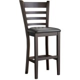 ALESSANDRO | Gastro Barhocker | Leder | Holz | Schwarz | mit Lehne