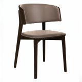 Alice | Houten bistrostoel | Lederen zitting | Taupe