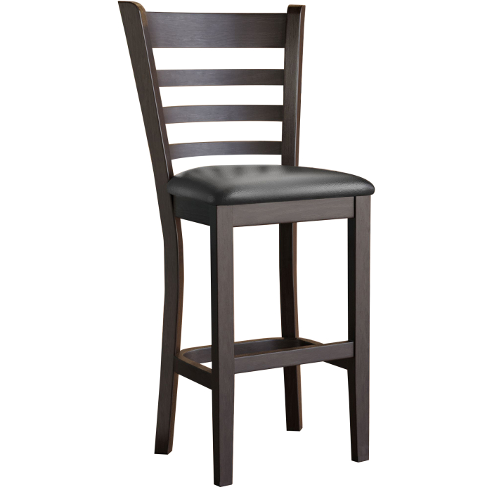 ALESSANDRO | Gastro Barhocker | Leder | Holz | Schwarz | mit Lehne