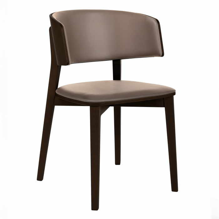 Alice | Bistro Wooden Chair | Leather Seat | Taupe